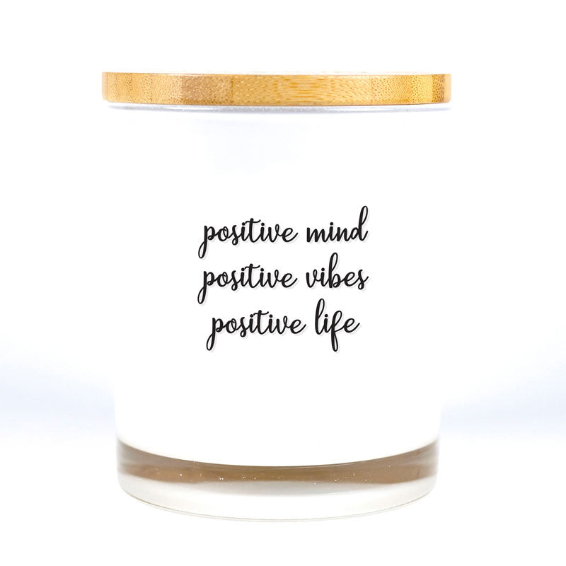 Our timeless and classic Signature Candles provide any home with a beautiful decor item while filling the room with a beautiful fragrance! These vessels also serve as a base for all our printed affirmation designs. Positive Mind Positive Vibes Positive Life Candle was created to inspire our customers with a meaningful quote so they can be reminded to stay positive throughout the day.