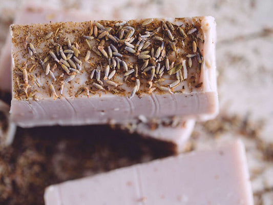 This Lavender Bud Organic Soap bar is loaded with lavender buds within and on top and has a true herbal lavender scent Using this soap is like walking through lavender fields