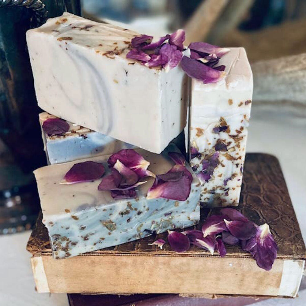 Angelica organic soap is a beautiful tea-infused soap with top notes of sweet mixed Lilac and a hint of Bayberry