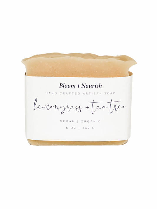 Slather your body with this rich, creamy body soap blended with our Lemongrass & Tea Tree Organic Soap by Bloom + Nourish. 
