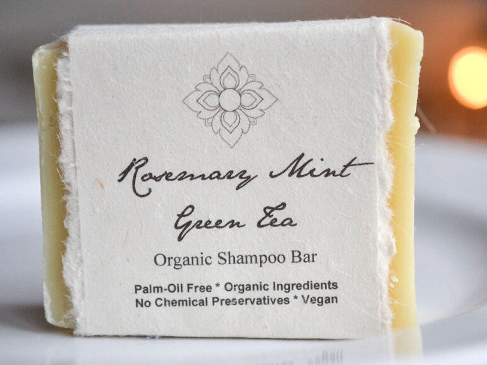 Rosemary Mint Green Tea Organic Shampoo Bar is formulated to encourage a healthy scalp. Made with nutrient rich oils great for hair Argan Oil Wheat Germ Oil Jojoba Oil and more