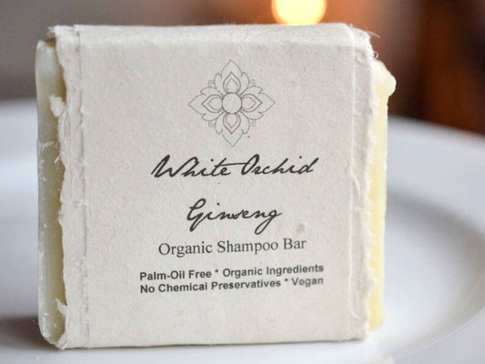 A popular herb used in Asia to help prevent hair loss, ginseng combined with strengthening orchid extract infused in this organic shampoo bar may help stimulate hair growth and promote healthy hair